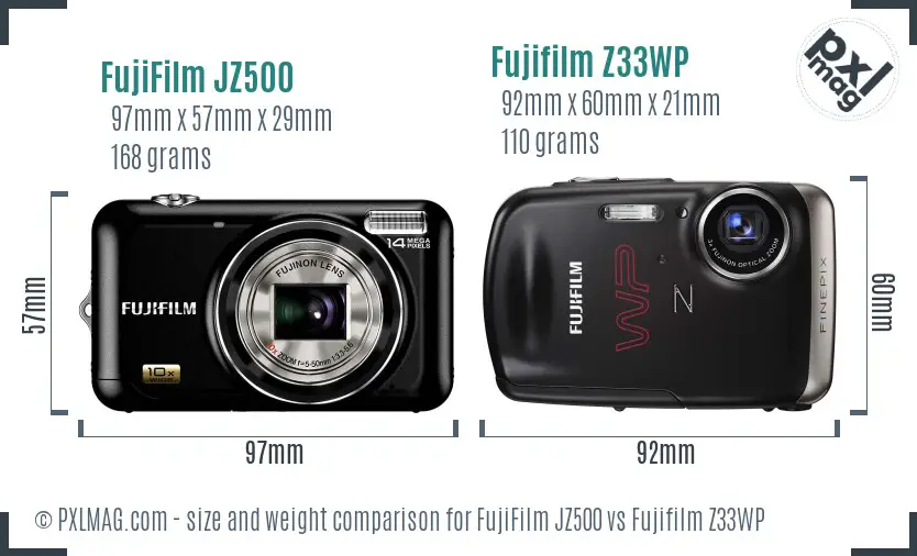 FujiFilm JZ500 vs Fujifilm Z33WP size comparison