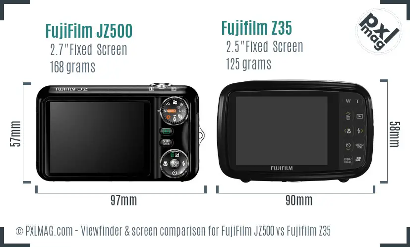 FujiFilm JZ500 vs Fujifilm Z35 Screen and Viewfinder comparison