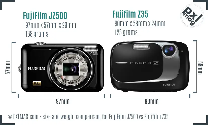 FujiFilm JZ500 vs Fujifilm Z35 size comparison