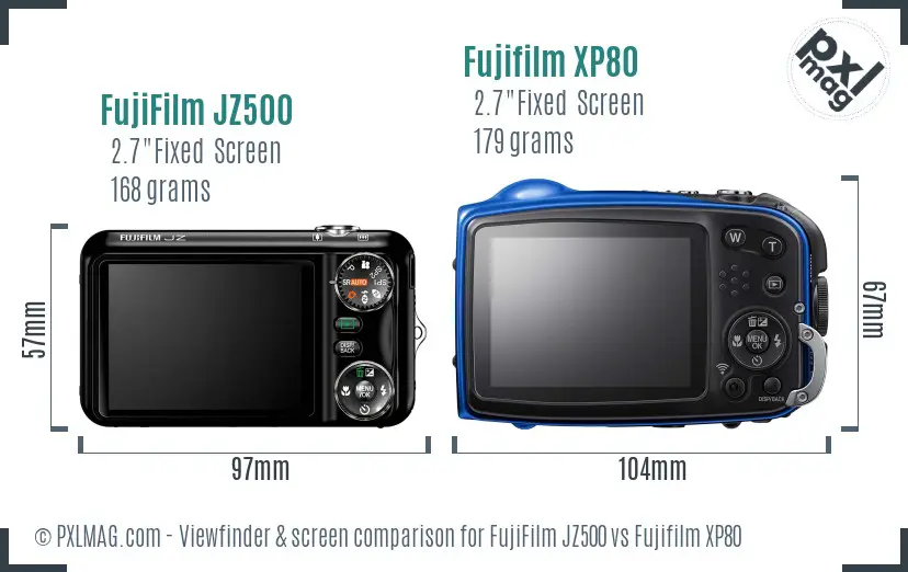 FujiFilm JZ500 vs Fujifilm XP80 Screen and Viewfinder comparison