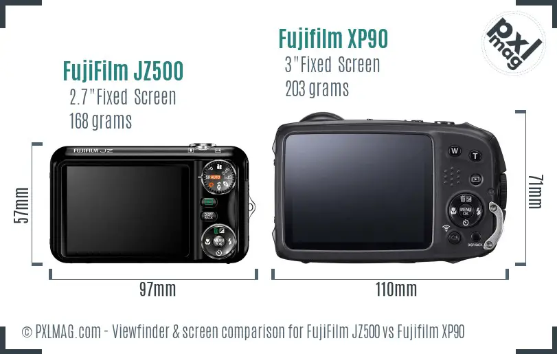 FujiFilm JZ500 vs Fujifilm XP90 Screen and Viewfinder comparison