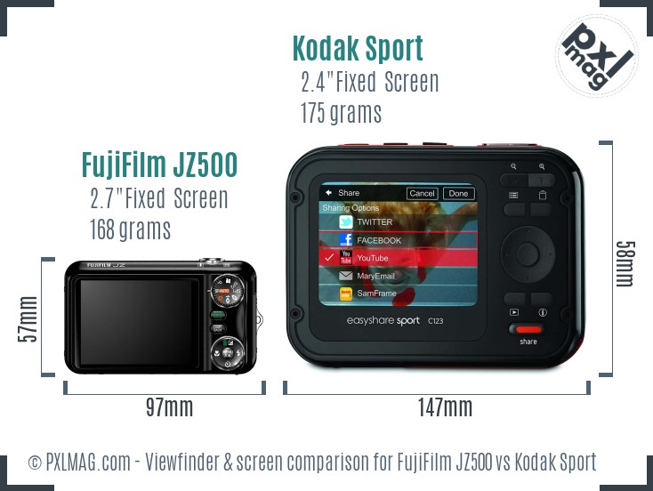 FujiFilm JZ500 vs Kodak Sport Screen and Viewfinder comparison