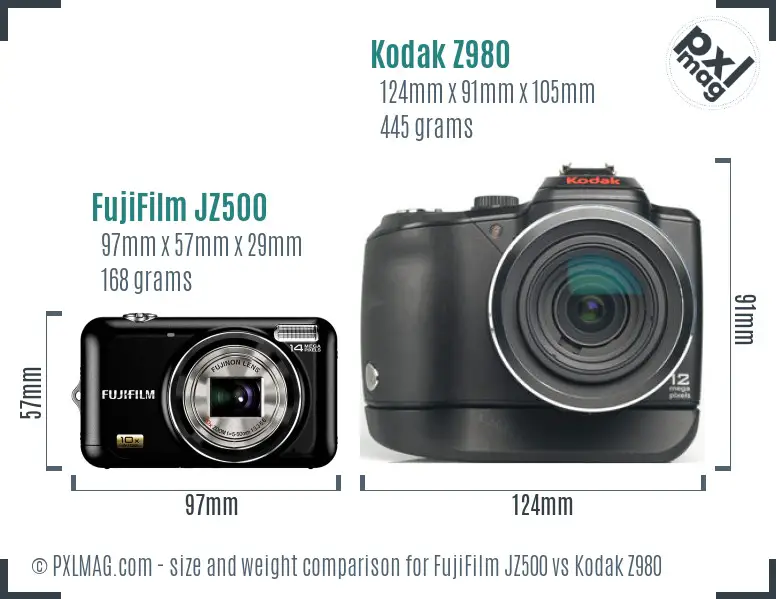 FujiFilm JZ500 vs Kodak Z980 size comparison FujiFilm JZ500 vs Kodak Z980 size comparison