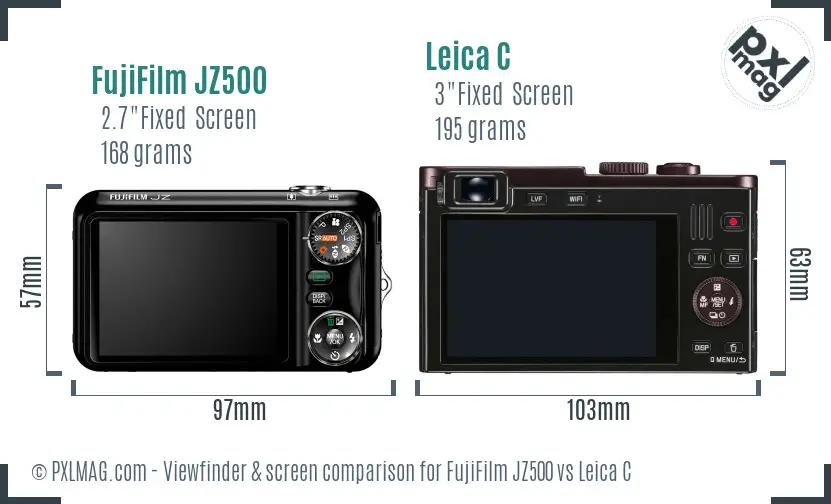 FujiFilm JZ500 vs Leica C Screen and Viewfinder comparison