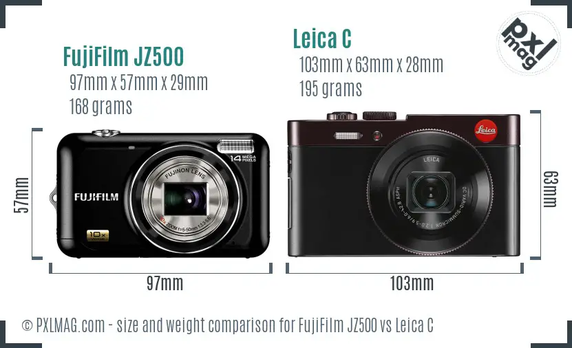 FujiFilm JZ500 vs Leica C size comparison