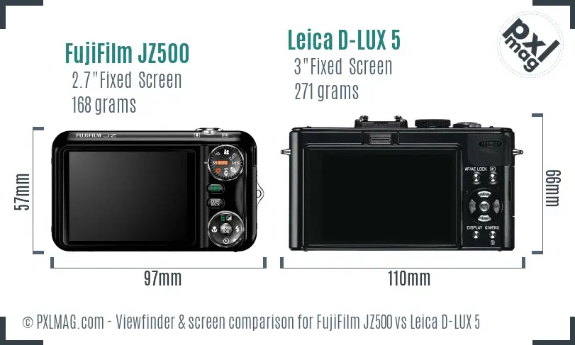 FujiFilm JZ500 vs Leica D-LUX 5 Screen and Viewfinder comparison