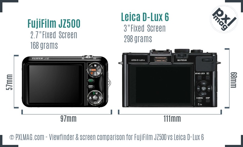 FujiFilm JZ500 vs Leica D-Lux 6 Screen and Viewfinder comparison