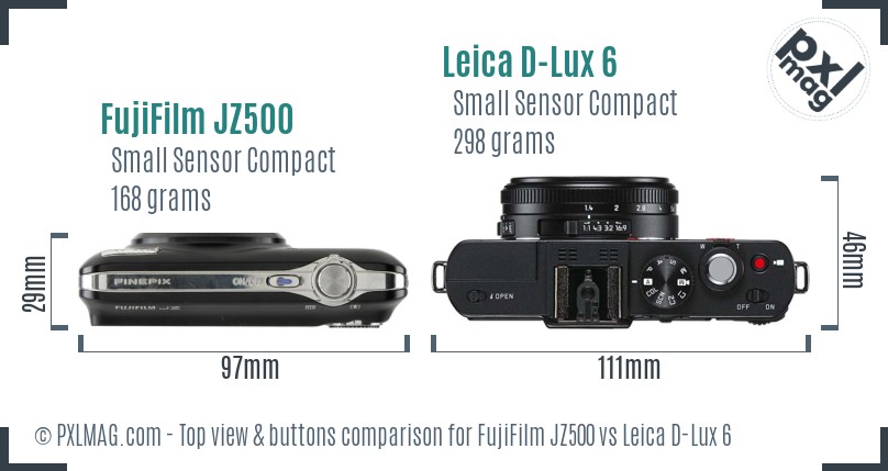 FujiFilm JZ500 vs Leica D-Lux 6 top view buttons comparison