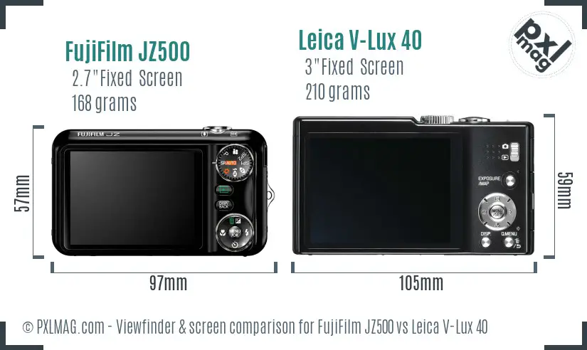 FujiFilm JZ500 vs Leica V-Lux 40 Screen and Viewfinder comparison FujiFilm JZ500 vs Leica V-Lux 40 Screen and Viewfinder comparison