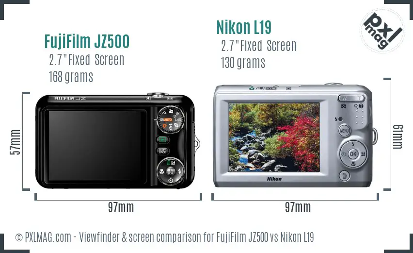FujiFilm JZ500 vs Nikon L19 Screen and Viewfinder comparison