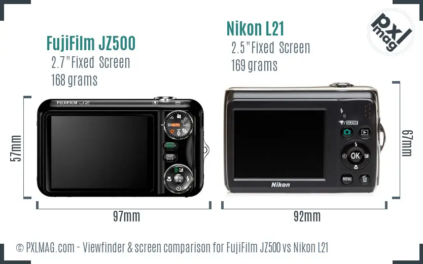 FujiFilm JZ500 vs Nikon L21 Screen and Viewfinder comparison