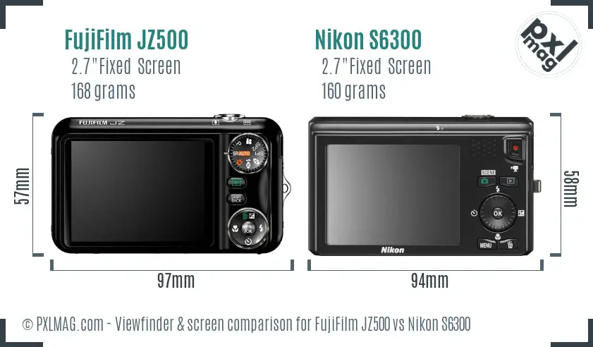 FujiFilm JZ500 vs Nikon S6300 Screen and Viewfinder comparison