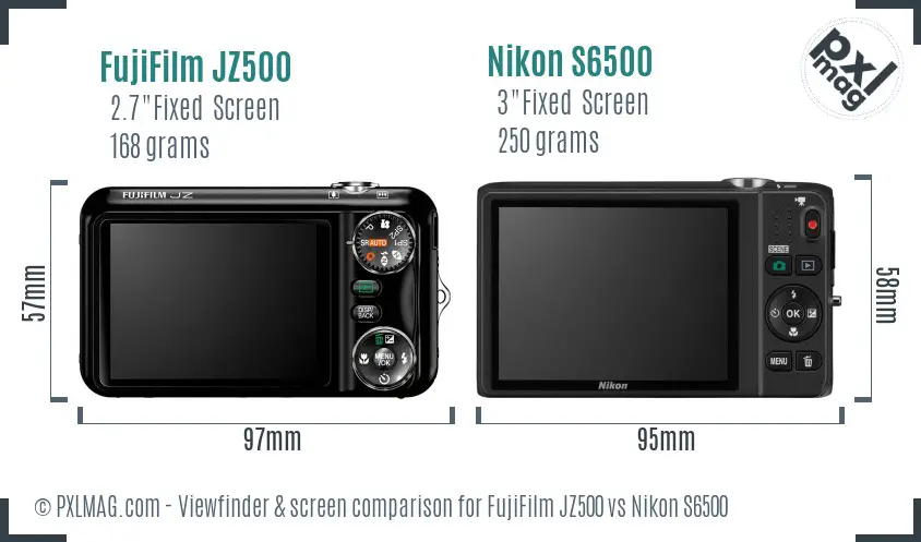 FujiFilm JZ500 vs Nikon S6500 Screen and Viewfinder comparison FujiFilm JZ500 vs Nikon S6500 Screen and Viewfinder comparison