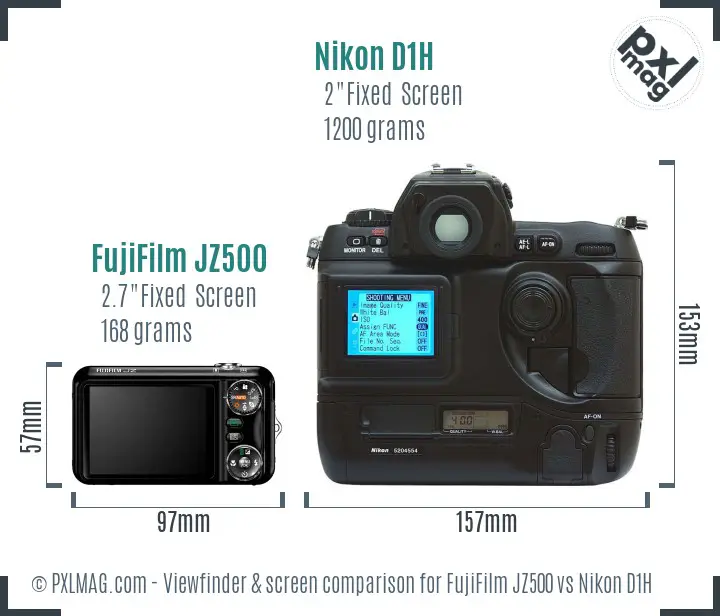 FujiFilm JZ500 vs Nikon D1H Screen and Viewfinder comparison