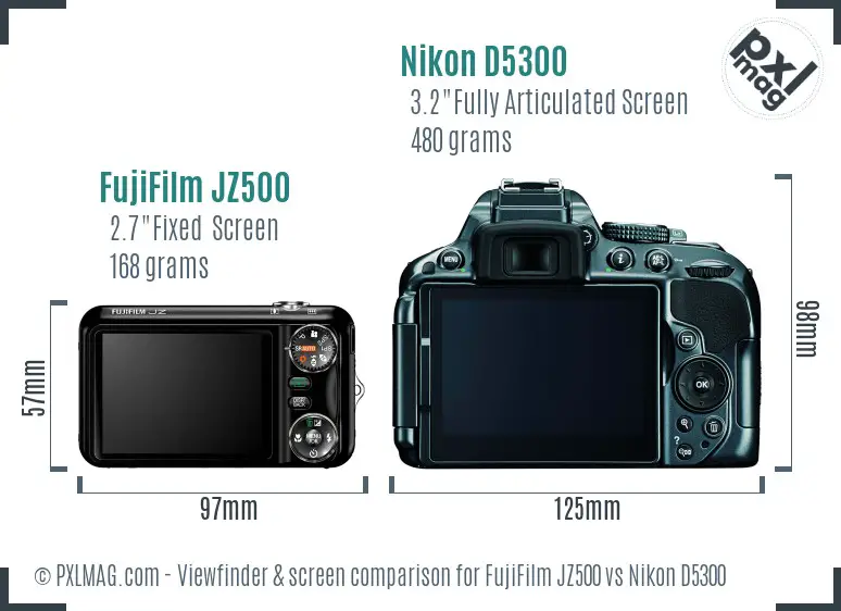FujiFilm JZ500 vs Nikon D5300 Screen and Viewfinder comparison