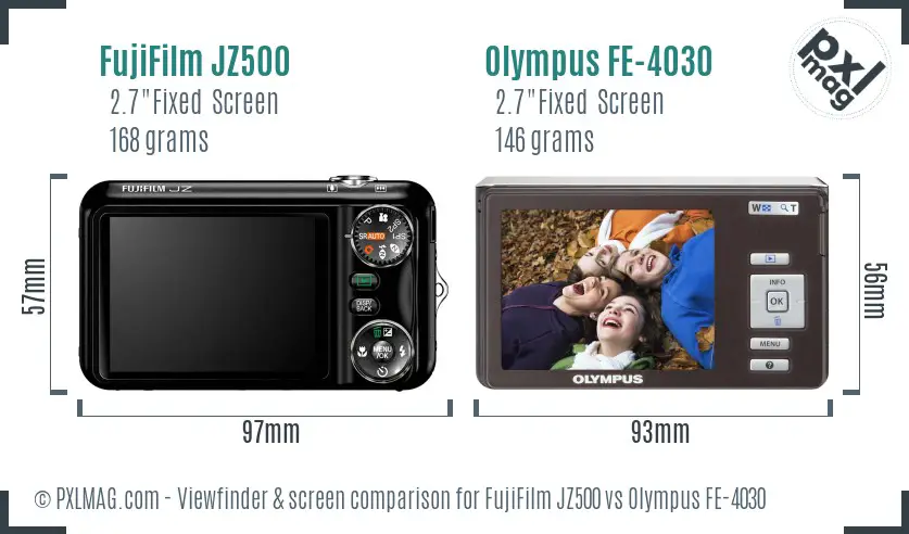 FujiFilm JZ500 vs Olympus FE-4030 Screen and Viewfinder comparison
