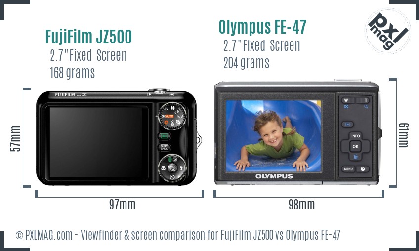 FujiFilm JZ500 vs Olympus FE-47 Screen and Viewfinder comparison