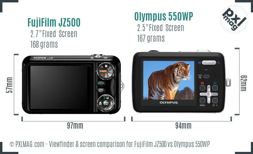 FujiFilm JZ500 vs Olympus 550WP Screen and Viewfinder comparison