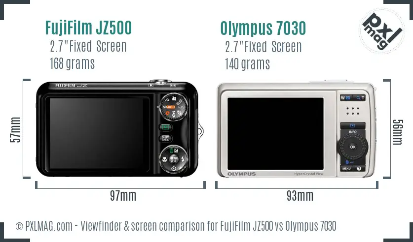 FujiFilm JZ500 vs Olympus 7030 Screen and Viewfinder comparison