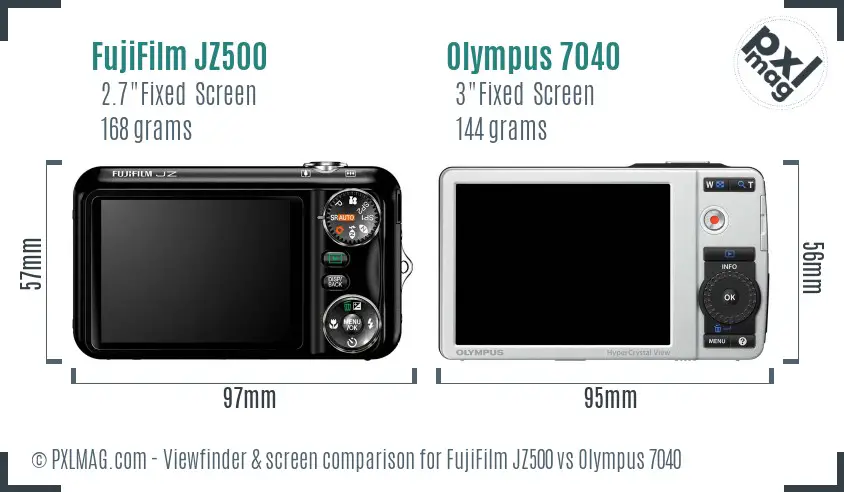 FujiFilm JZ500 vs Olympus 7040 Screen and Viewfinder comparison