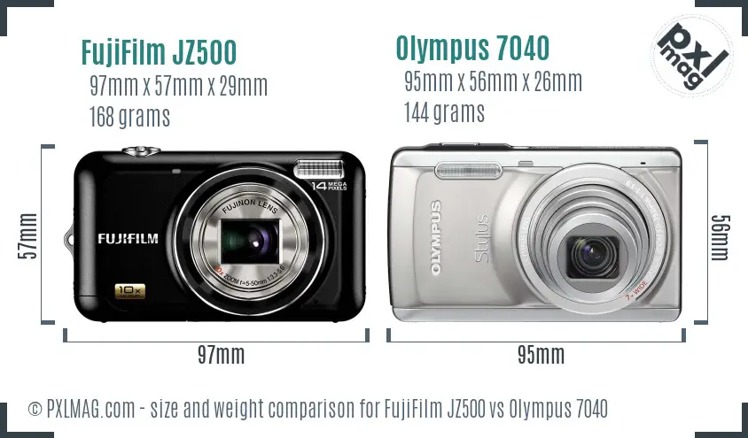 FujiFilm JZ500 vs Olympus 7040 size comparison