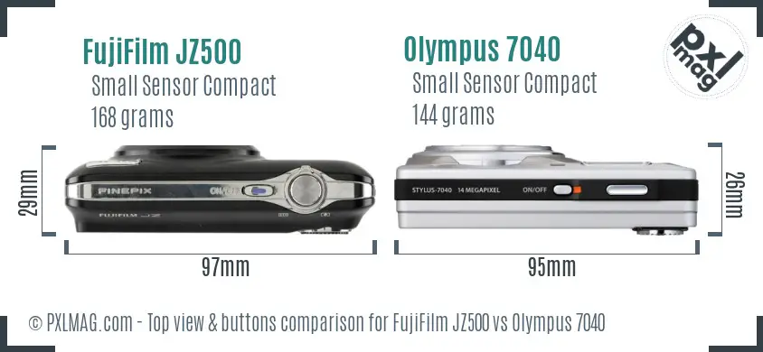 FujiFilm JZ500 vs Olympus 7040 top view buttons comparison