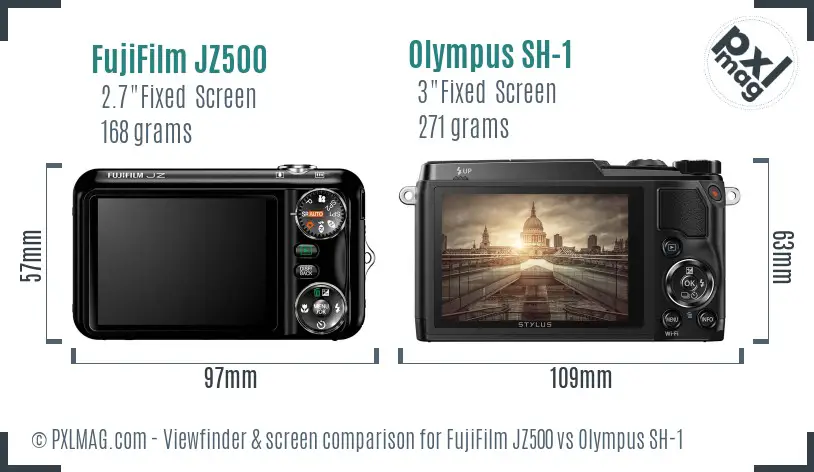 FujiFilm JZ500 vs Olympus SH-1 Screen and Viewfinder comparison