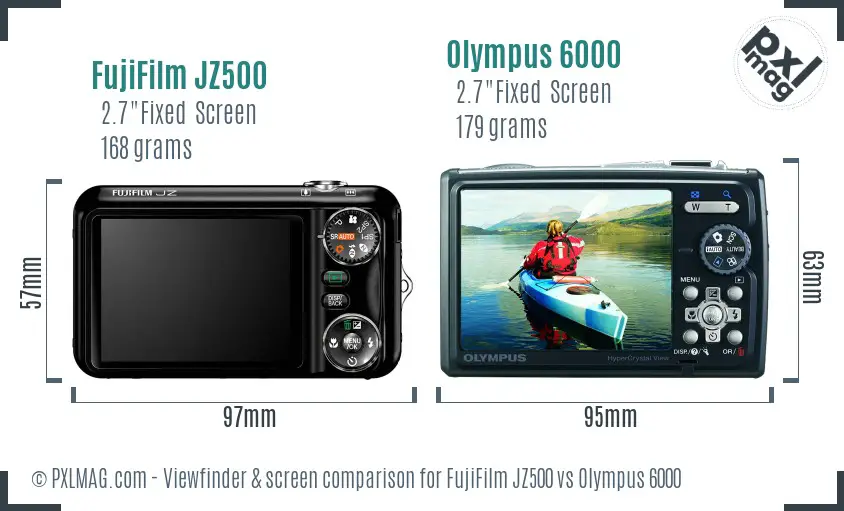 FujiFilm JZ500 vs Olympus 6000 Screen and Viewfinder comparison FujiFilm JZ500 vs Olympus 6000 Screen and Viewfinder comparison