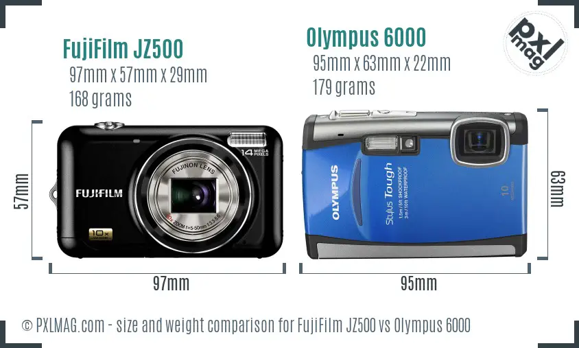 FujiFilm JZ500 vs Olympus 6000 size comparison FujiFilm JZ500 vs Olympus 6000 size comparison