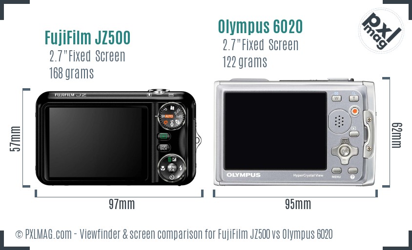 FujiFilm JZ500 vs Olympus 6020 Screen and Viewfinder comparison