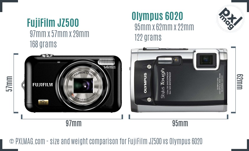 FujiFilm JZ500 vs Olympus 6020 size comparison