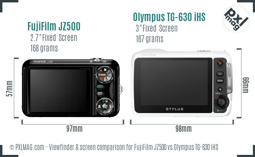 FujiFilm JZ500 vs Olympus TG-630 iHS Screen and Viewfinder comparison