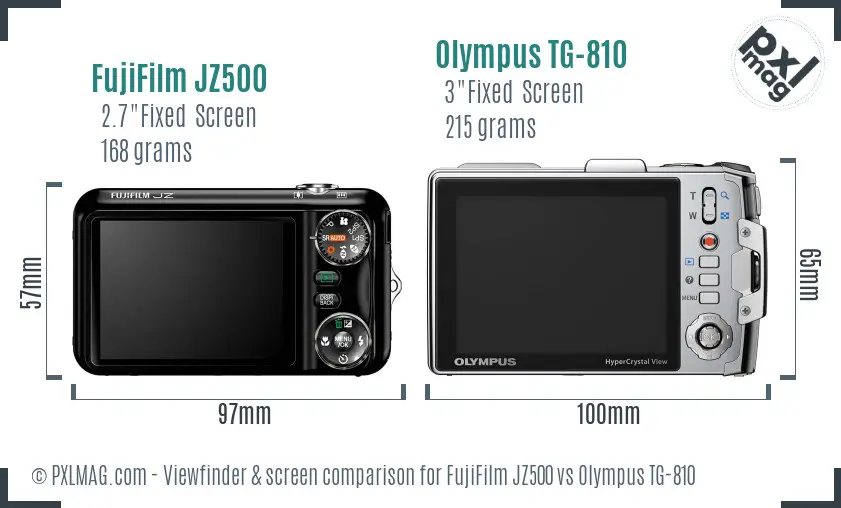 FujiFilm JZ500 vs Olympus TG-810 Screen and Viewfinder comparison