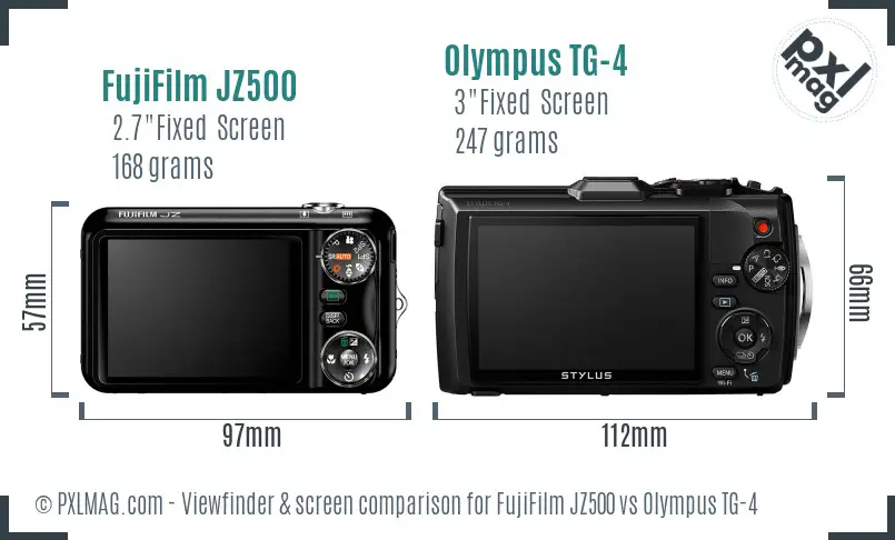 FujiFilm JZ500 vs Olympus TG-4 Screen and Viewfinder comparison