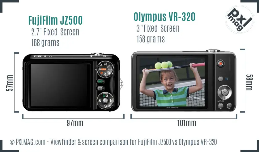 FujiFilm JZ500 vs Olympus VR-320 Screen and Viewfinder comparison