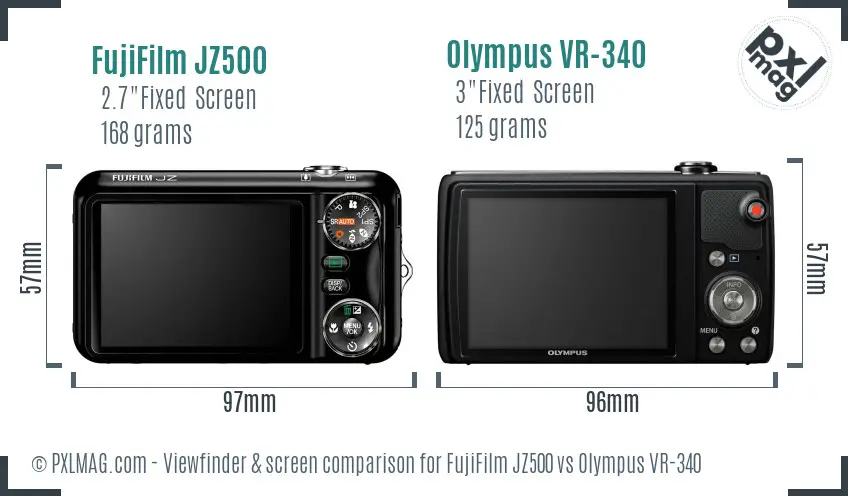 FujiFilm JZ500 vs Olympus VR-340 Screen and Viewfinder comparison FujiFilm JZ500 vs Olympus VR-340 Screen and Viewfinder comparison