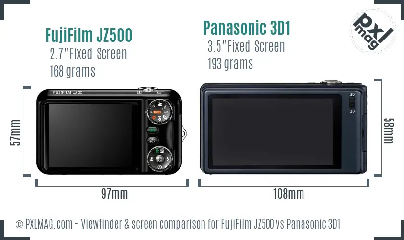 FujiFilm JZ500 vs Panasonic 3D1 Screen and Viewfinder comparison FujiFilm JZ500 vs Panasonic 3D1 Screen and Viewfinder comparison