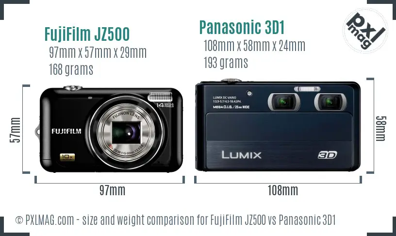 FujiFilm JZ500 vs Panasonic 3D1 size comparison FujiFilm JZ500 vs Panasonic 3D1 size comparison