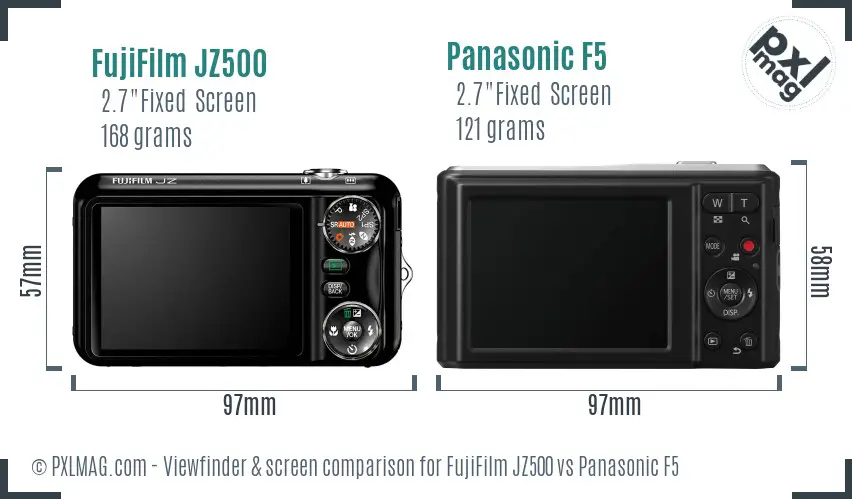 FujiFilm JZ500 vs Panasonic F5 Screen and Viewfinder comparison FujiFilm JZ500 vs Panasonic F5 Screen and Viewfinder comparison