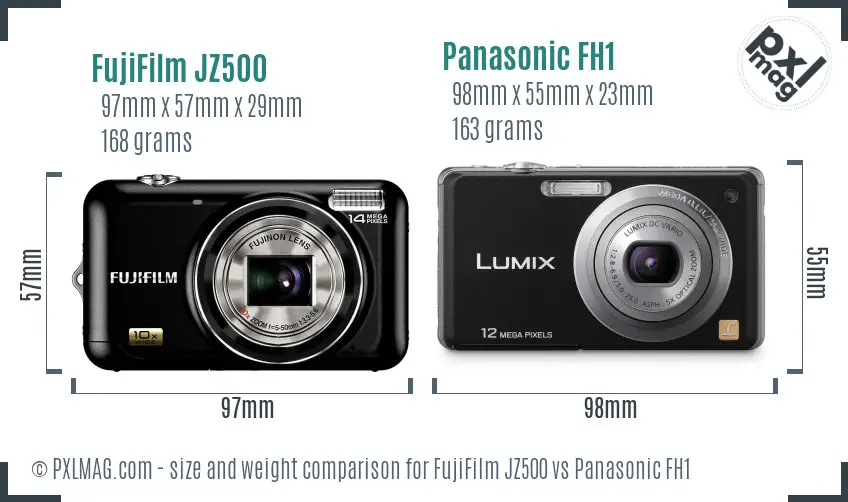 FujiFilm JZ500 vs Panasonic FH1 size comparison