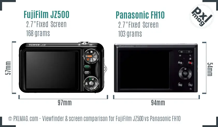 FujiFilm JZ500 vs Panasonic FH10 Screen and Viewfinder comparison FujiFilm JZ500 vs Panasonic FH10 Screen and Viewfinder comparison