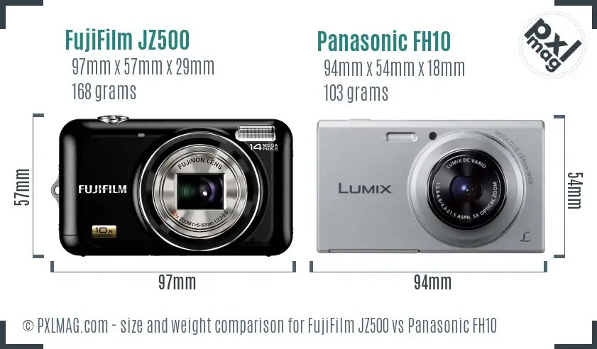 FujiFilm JZ500 vs Panasonic FH10 size comparison FujiFilm JZ500 vs Panasonic FH10 size comparison