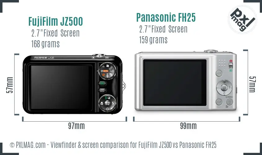 FujiFilm JZ500 vs Panasonic FH25 Screen and Viewfinder comparison