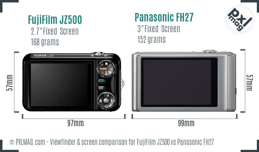 FujiFilm JZ500 vs Panasonic FH27 Screen and Viewfinder comparison FujiFilm JZ500 vs Panasonic FH27 Screen and Viewfinder comparison