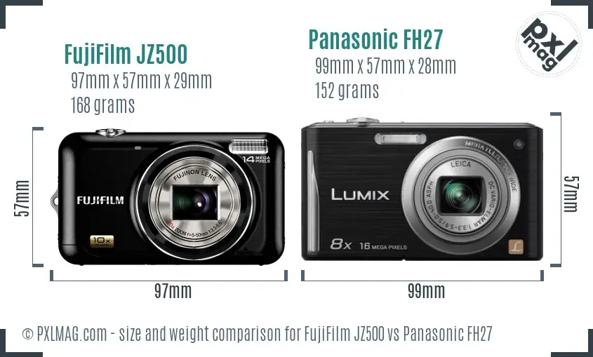FujiFilm JZ500 vs Panasonic FH27 size comparison FujiFilm JZ500 vs Panasonic FH27 size comparison