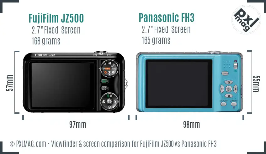 FujiFilm JZ500 vs Panasonic FH3 Screen and Viewfinder comparison FujiFilm JZ500 vs Panasonic FH3 Screen and Viewfinder comparison