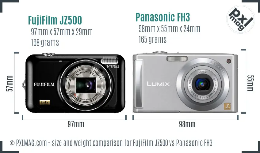 FujiFilm JZ500 vs Panasonic FH3 size comparison FujiFilm JZ500 vs Panasonic FH3 size comparison