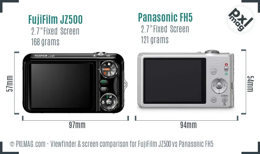 FujiFilm JZ500 vs Panasonic FH5 Screen and Viewfinder comparison