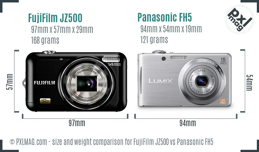FujiFilm JZ500 vs Panasonic FH5 size comparison
