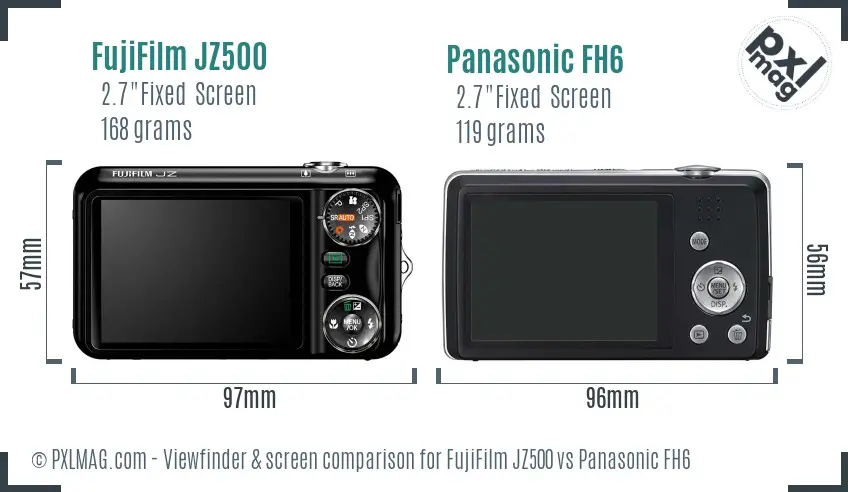 FujiFilm JZ500 vs Panasonic FH6 Screen and Viewfinder comparison